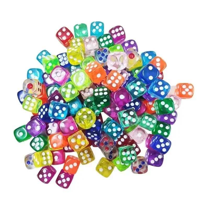 50 قطعة 14 مللي متر مجموعة نرد شفافة ملونة-نرد ألعاب لوح حافة مستديرة لسطح الطاولة RPG ، D & D ، كازينو ، نرد ألعاب الحفلات #4