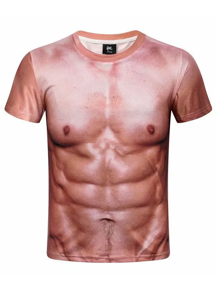 3D Brave Men's Muscle Dress Muscle Men's T-shirt Personalized and Realistic Cosplay False Chest Muscle False Abdominal Muscle Ha