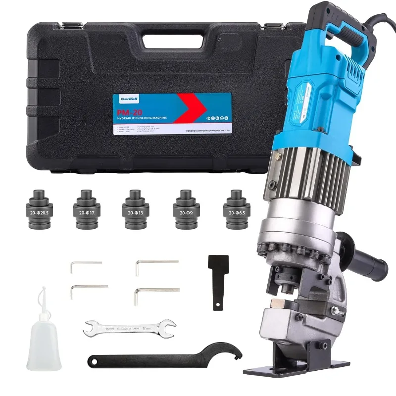 1300W Electric Hydraulic Hole Puncher Φ1/4"-4/5" Hydraulic Punching Machine Punching Tool with 5 Dies