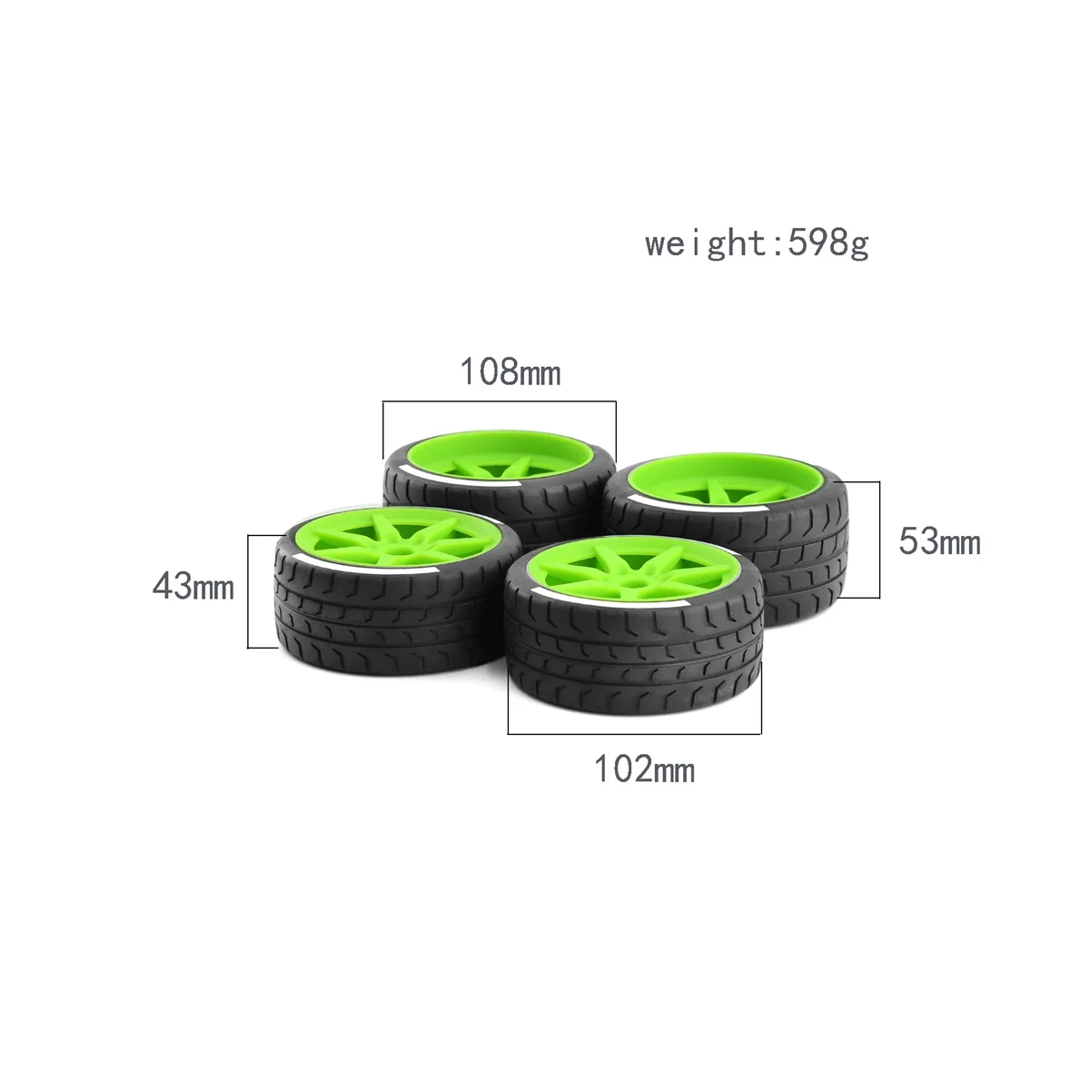 4Pcs 102mm 108mm Tire Tyre 17mm Wheel Hex for Arrma 1/7 Felony FSR Model GT RC Car Upgrade Parts, black