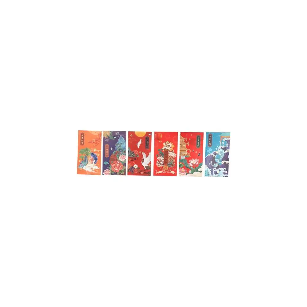 Creative 6Pcs Lucky Money Blessing Spring Festival Decoration Crane Chinese New Year Red Pocket Red Envelope Bless Pocket