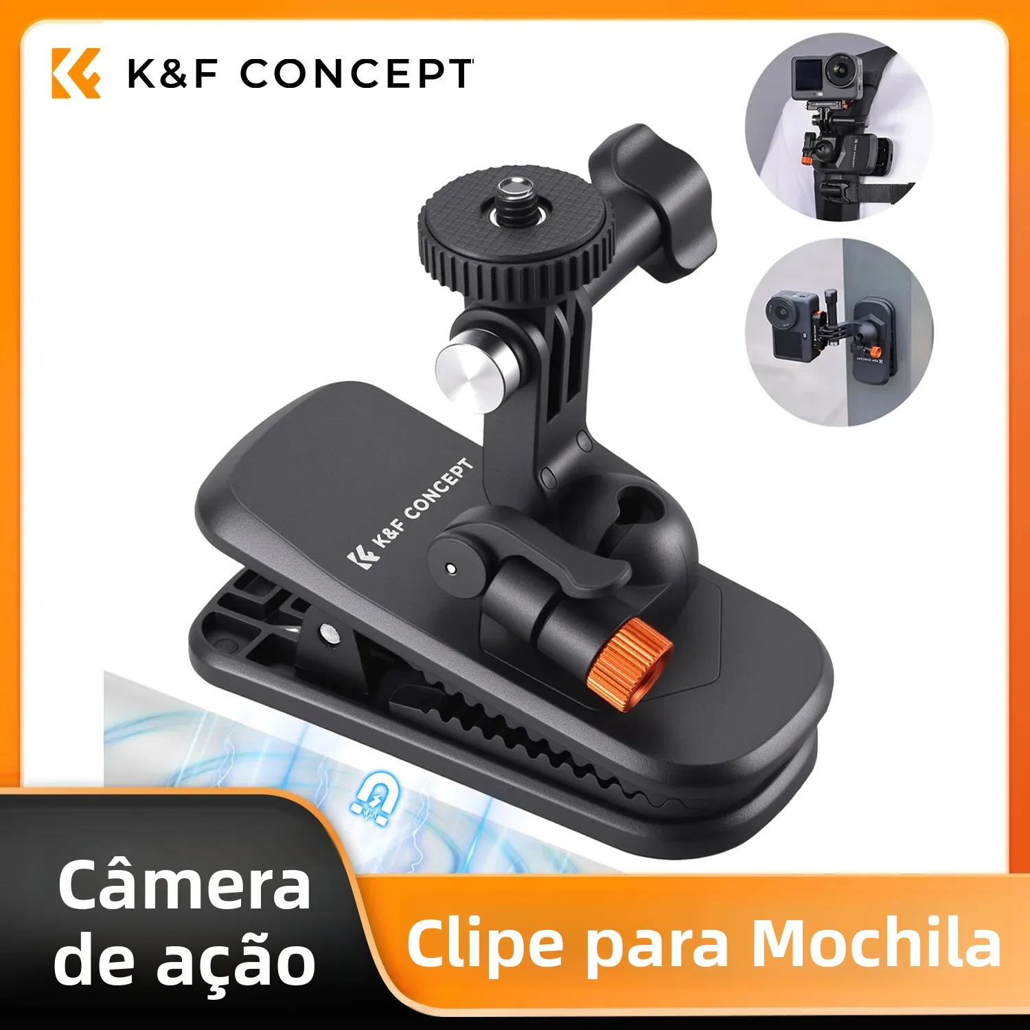 k-f-concept-magnetic-backpack-clip-mount-for-dji-osmo-action-5-pro-4-3-all-gopro-hero-insta360-x5-4-3-180°-swivel-quick-release