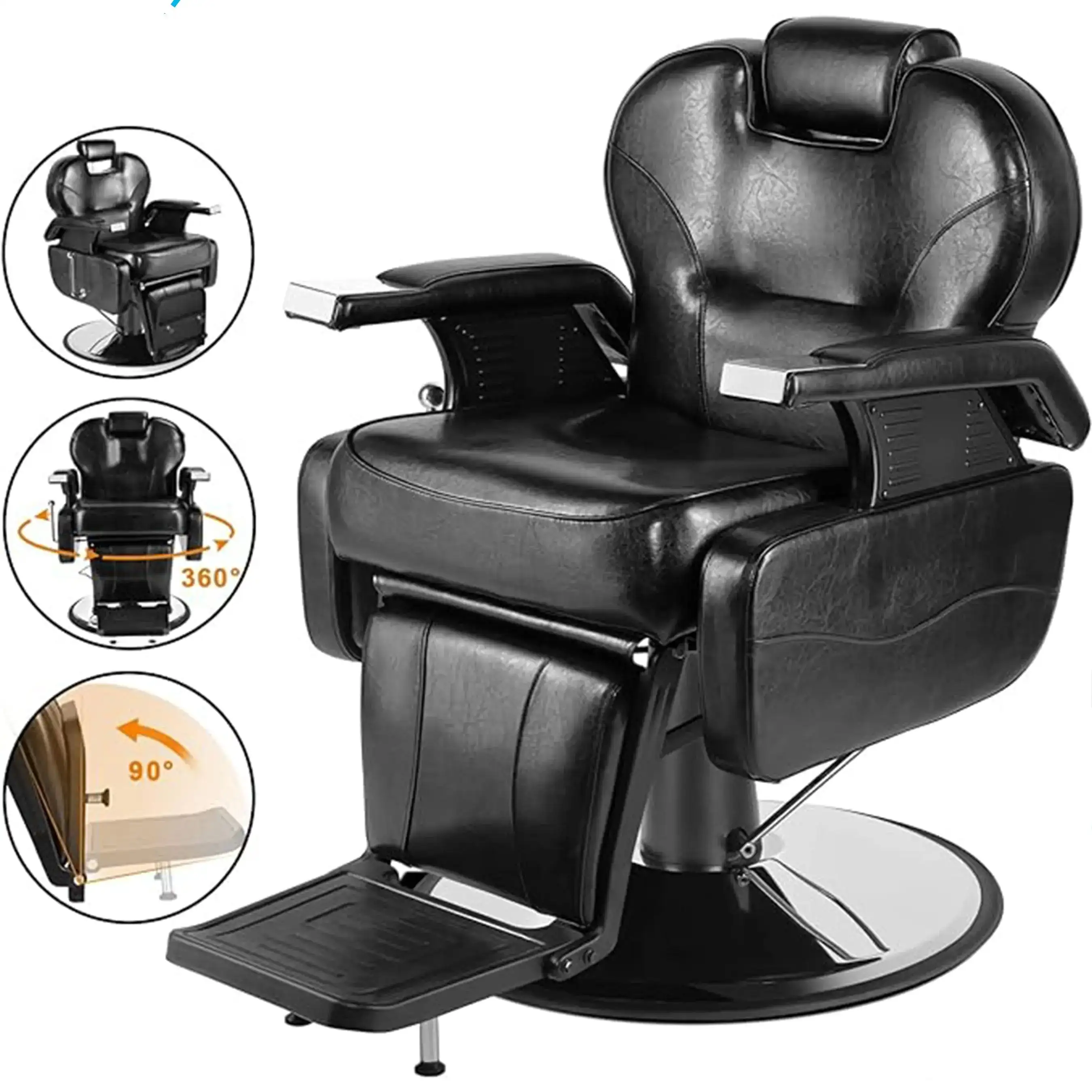 

Sillon Barberia Estetica Altura Ajustable Silla Barbero Giratorio 360 grados Comodo y Multifuncional