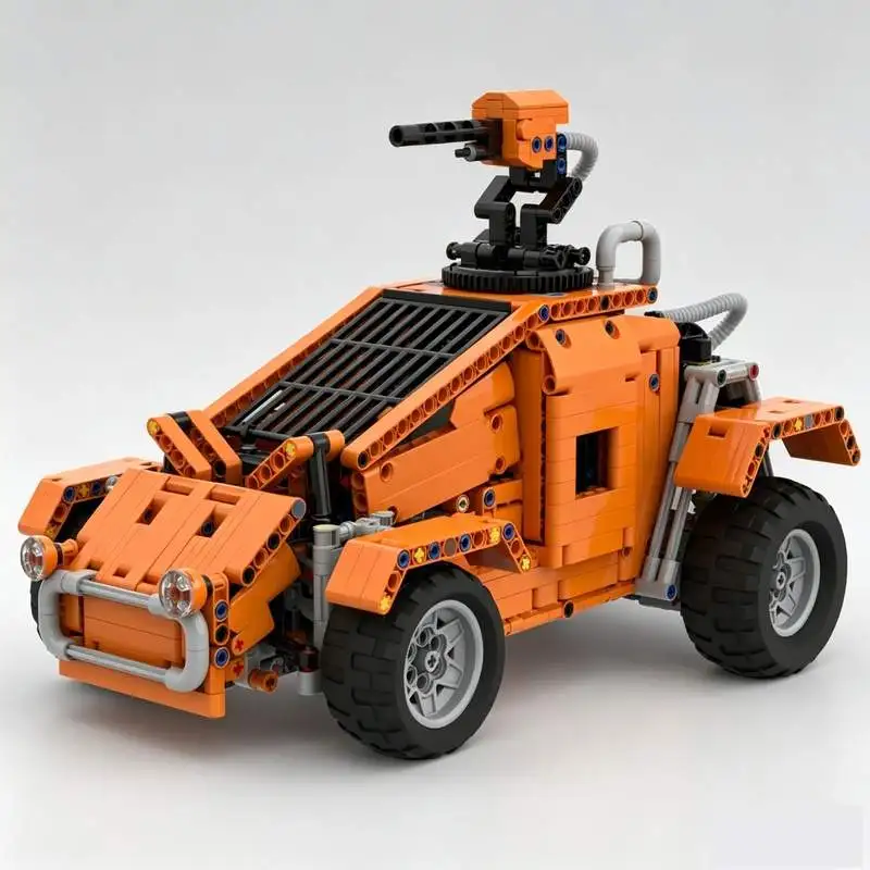 1375PCS Factory Car Rotating Turret MOC Building Blocks Custom Creative Technology Assembly Model Toy Gift Display Collectible