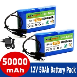 New Portable 3S2P 12V 50000mAh Rechargeable Li-Ion Battery, For LED Lamp Light Backup Powe Etc+ Charger