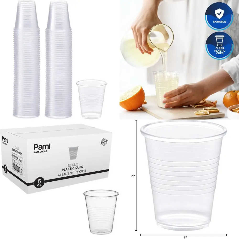 

Disposable 5 Oz Plastic Cups, BPA-Free, Ideal for Parties, Beverages, Smoothies, and Cocktails (2400 Pack)