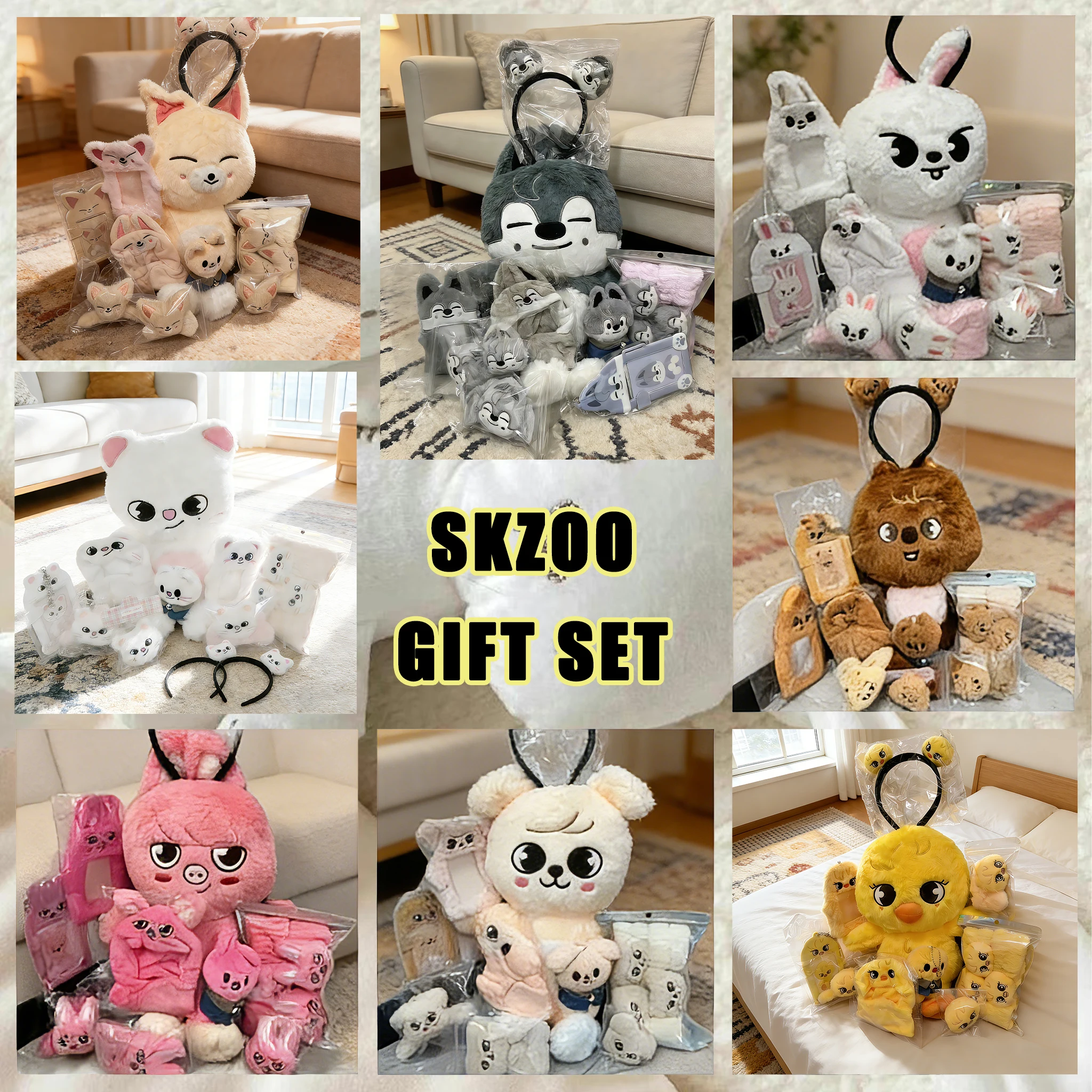 NEW 50cm 10pcs Kpop Skzoo plush toy Wolf Kawai Cartoon stuffed animal plush doll Large size sleep pillow collection gift
