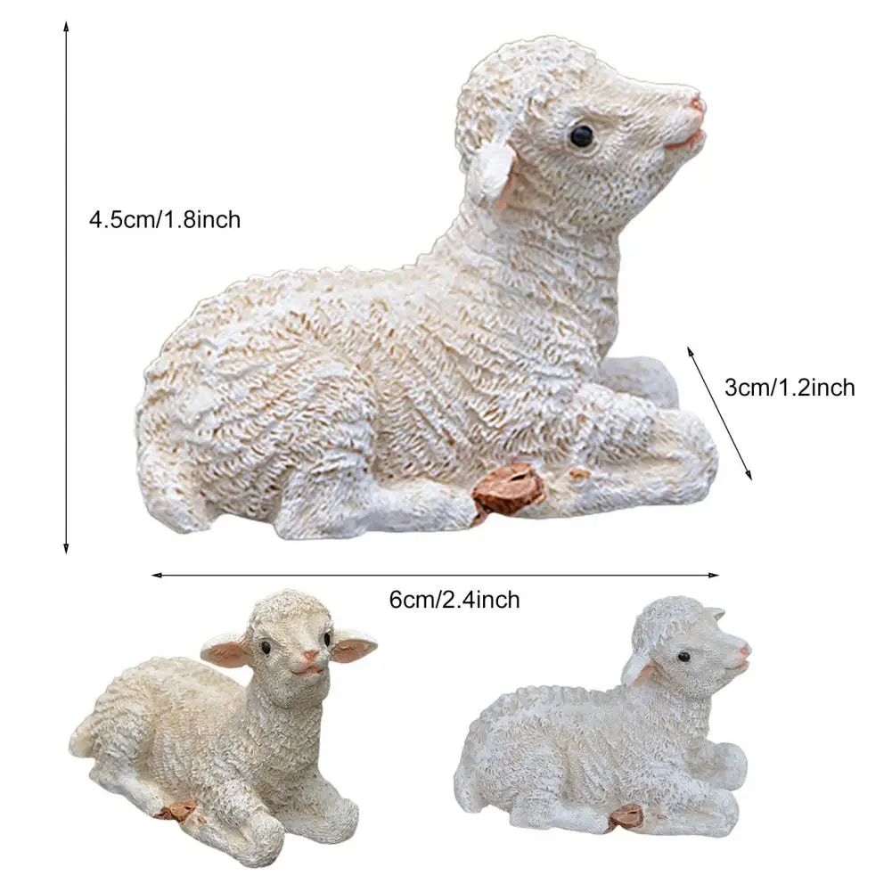 garden ornament Lying Position Rustic Style Animal Lamb Figurine Pastoral Synthetic Resin Sheep Sculpture for Farmhouse