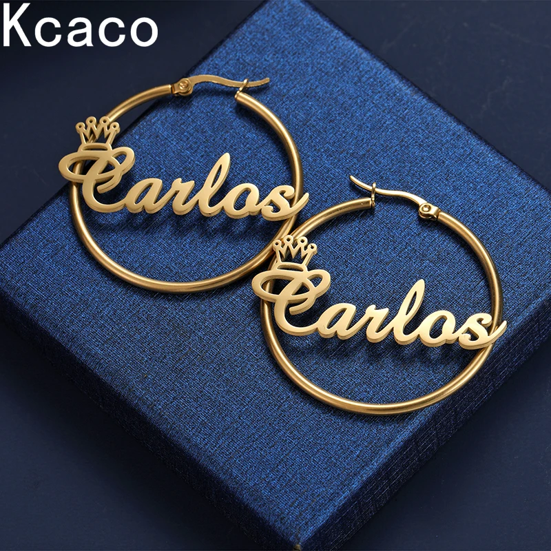 Personalized Name Stainless Steel Letter Hoop Earrings Customized Name Cricle Earrings for Women Modern Brincos Party Jewellery