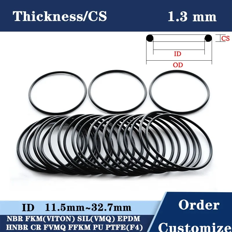 CS 1.3mm O-ring NBR Rubber Ring O Rings ID 11.5-34mm Rubber O Ring Seal Rubber Gasket Rubber O Ring O-ring Seal Ring Sealing