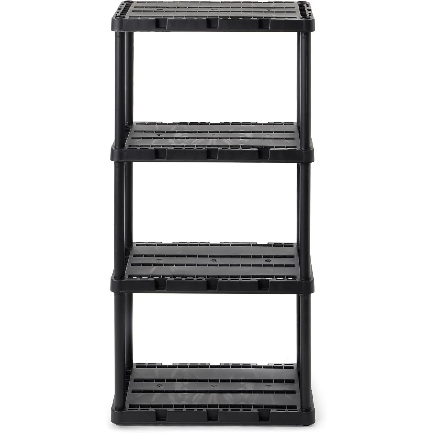 

Light Duty Storage Shelves, 4-Shelf Ventilated Shelving Rack Organizer for Home, Garage, Basement & Laundry, Black