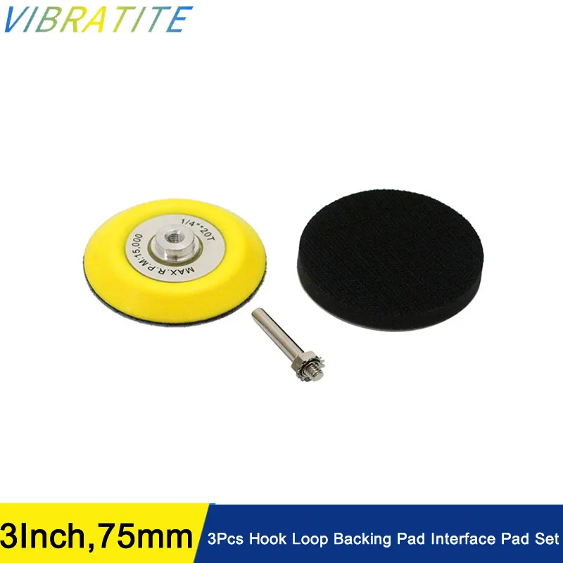 3Inch Hook and Loop Sanding Pad Backing Plate 1/4 Inch Shank with Sponge Interface Pad for Sanding Disc Drill Dremel Rotary Tool