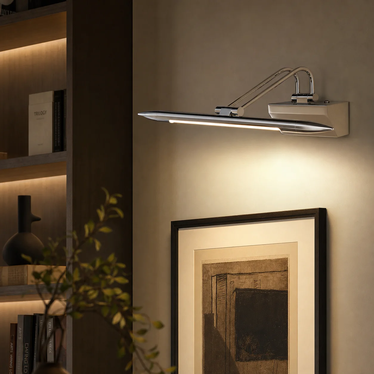 WWPPU Adjustable LED Mirror Light Extendable Picture Lamp Electroplated Brass Vanity Sconce Artwork Gallery Wall Light