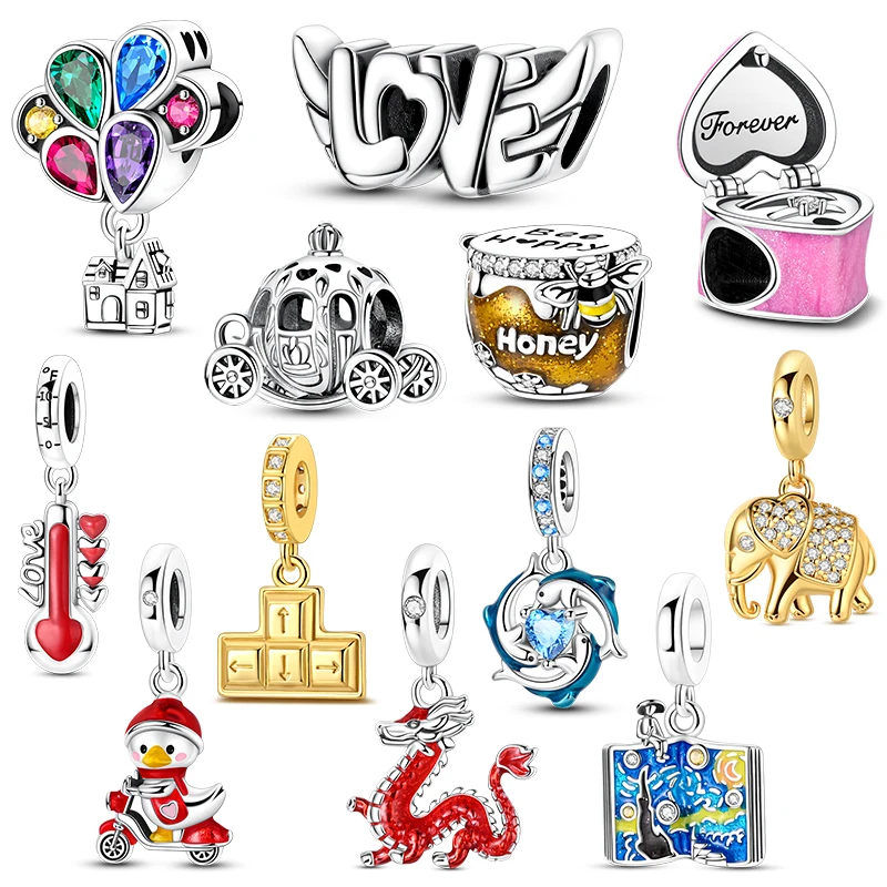 

Original 925 Silver Charms Honey Dolphin Thermometer Beads Fit Bracelet Charm Making For Woman Jewelry