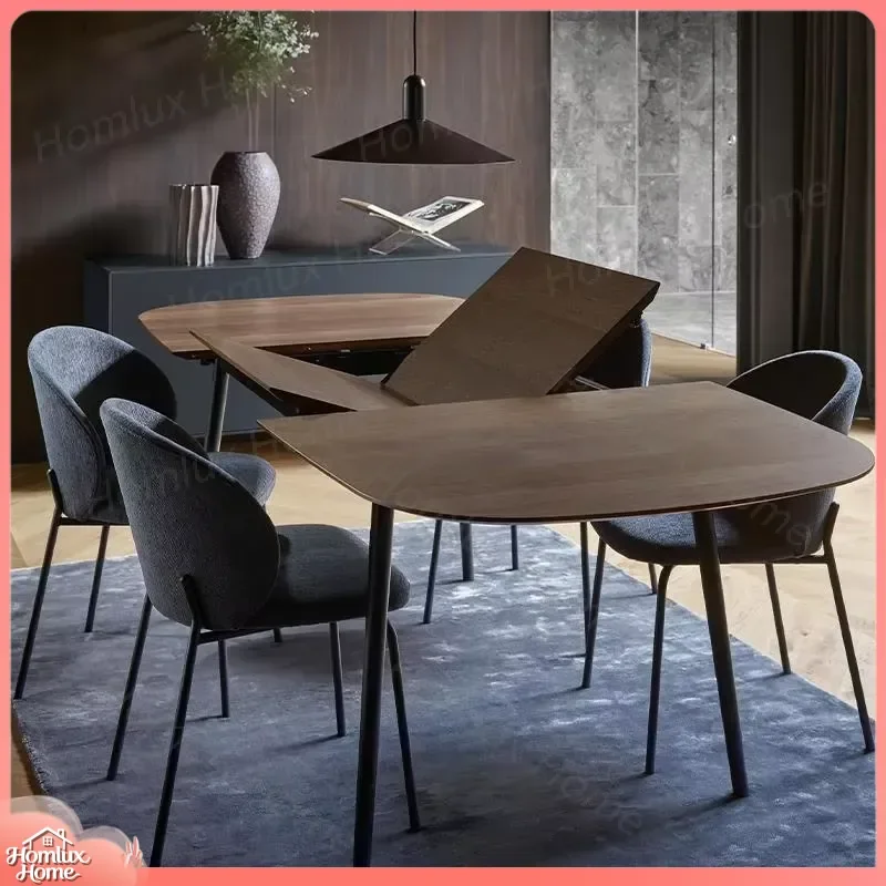 Scandinavian Modern Luxury Wooden Dining Table Expandable Extendable for Living Room Bedroom Hotel Restaurant Home Decor