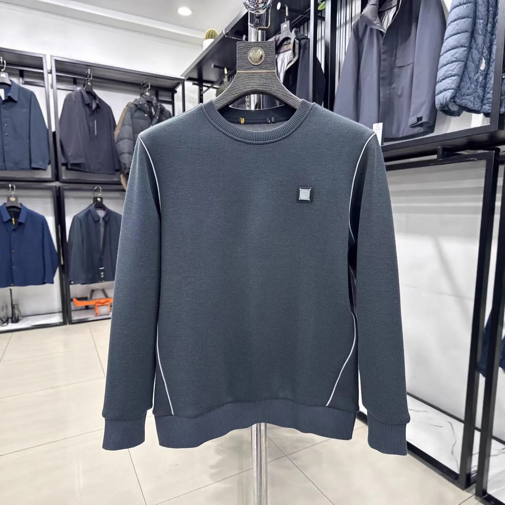 

Fce вязаный свитшот на подкладке круглый Ne повседневный удобный осенне-зимний мужской свитшот Faion Thi Long Sve Crew Ne