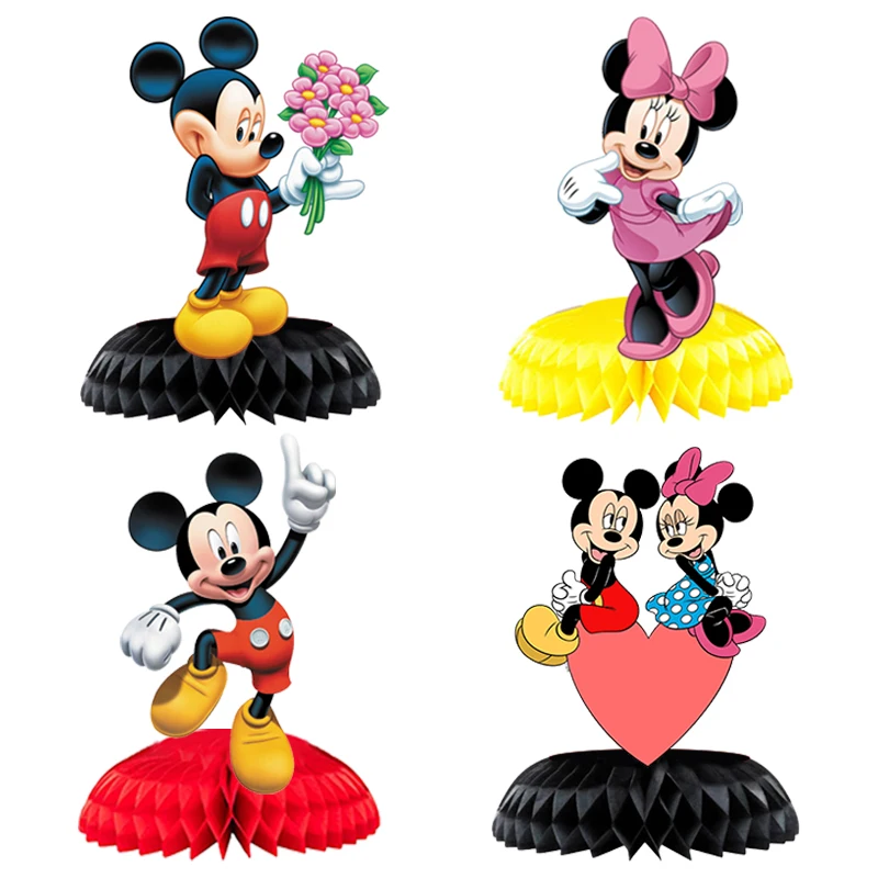 7pcs/lot Disney Minnie mouse Honeycomb Ball Desktop Decoration Honeycomb Paper Fan Set Mickey Mouse Party Desktop Decoration