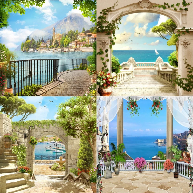 Summer Scene Photography Backdrop Photocall Weeding Birthday Palace Portrait Room Decor Background Banner Poster Photo Studio