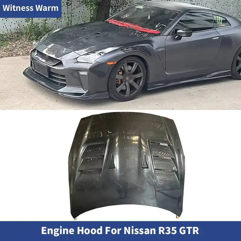 GT-R R35 Carbon Fiber FRP Front Engine Hood Bonnet Covers for Nissan GTR R35 Car Body Kit 08-15