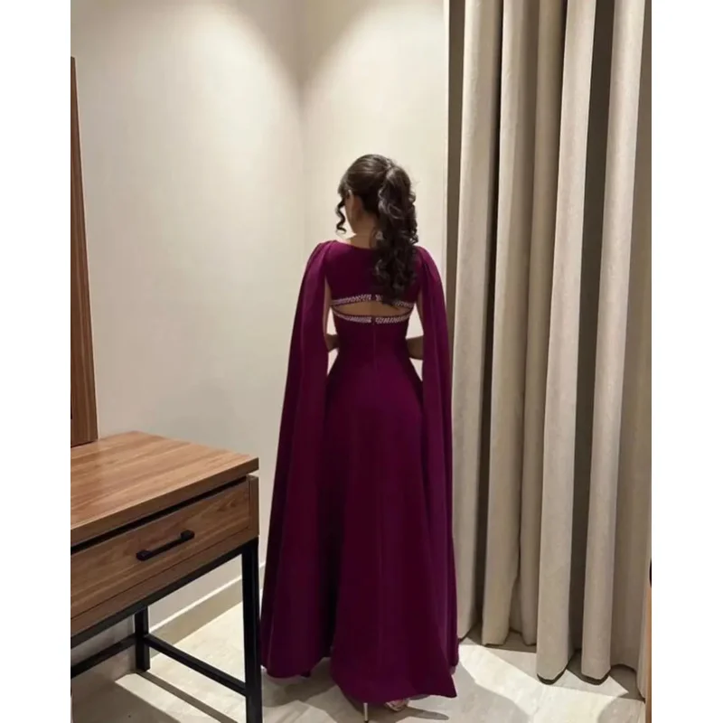 Indie Sexy customized Square Neck Purple Prom Gown Women Beaded A-Line Party Evening Dress Floor Length Special Occasion Dresses