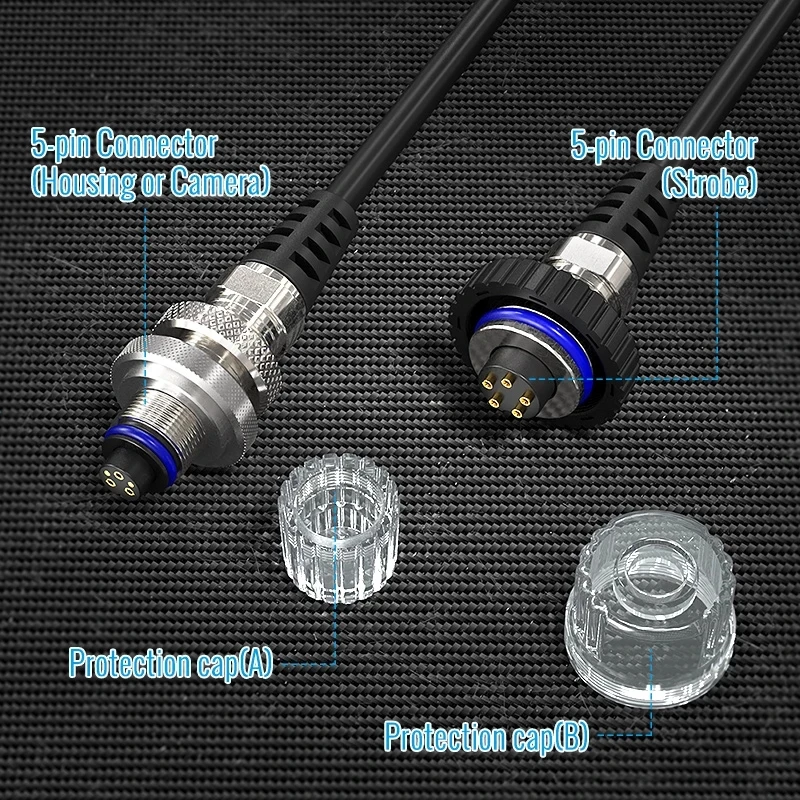 Seafrogs diving waterproof shell flashlight connection line 5 pin synchronous lightning conductor cable data line