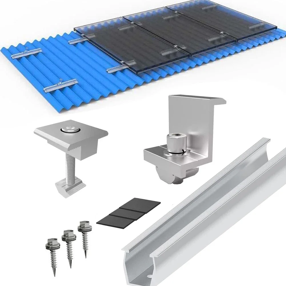 Solar Panel Racking Photovoltaik Montage Halterung Klemme Aluminium Halterung Schiene Befestigung Solar Panel Racking Halterungen Zubehör