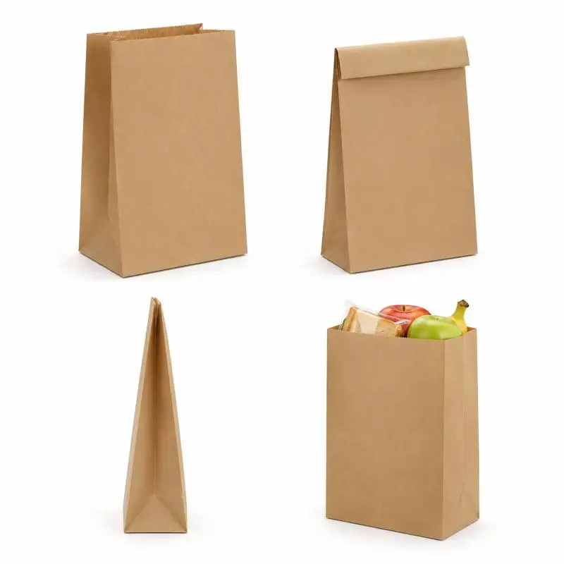 10~30pcs Brown Kraft Paper Bag Food Vegetables Shopping Bag Candy Package Kraft Lunch Bag Bread Cookie Snack Food Takeaway Bags