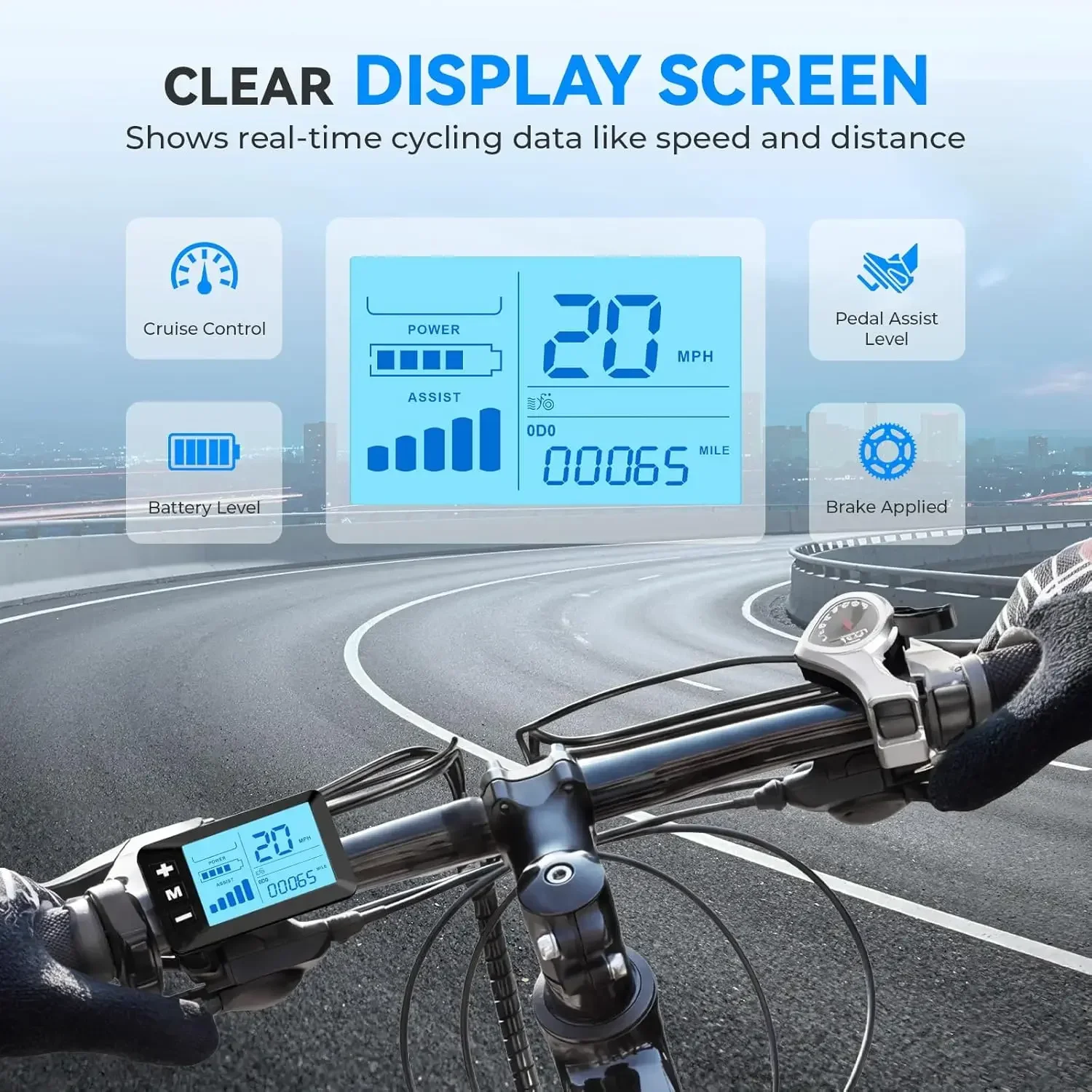 26" Electric Bike for Adults Teens, 1500W/1000W/750W Peak Motor&80/70/55 Miles Range Mountain Ebike, 20MPH, 7-Speed, APP Control