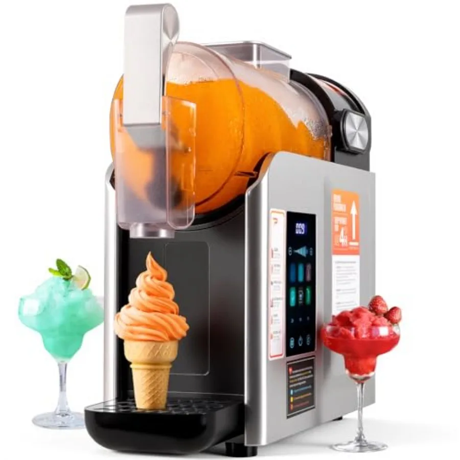 

Home slushie machine, stainless steel, blue, 6 presets with color touch screen, 68oz capacity, 2/4/6H timer self-cleaning