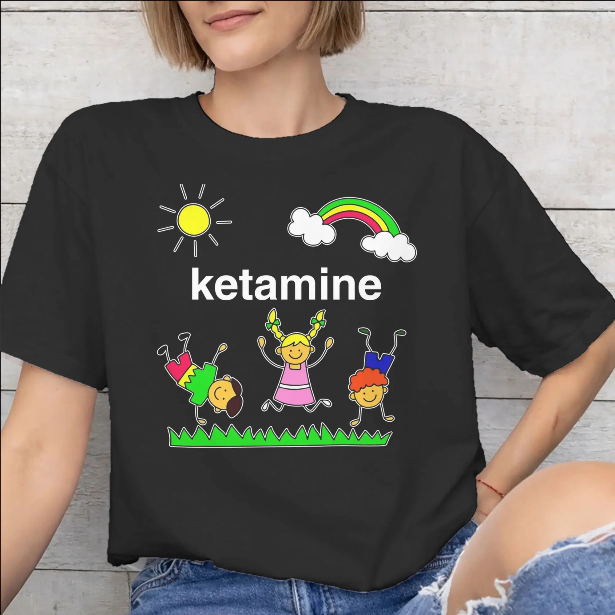 Ketamin Horse  Apparel Unisex T Shirt Cotton Tee Graphic Print  Tops T-shirt