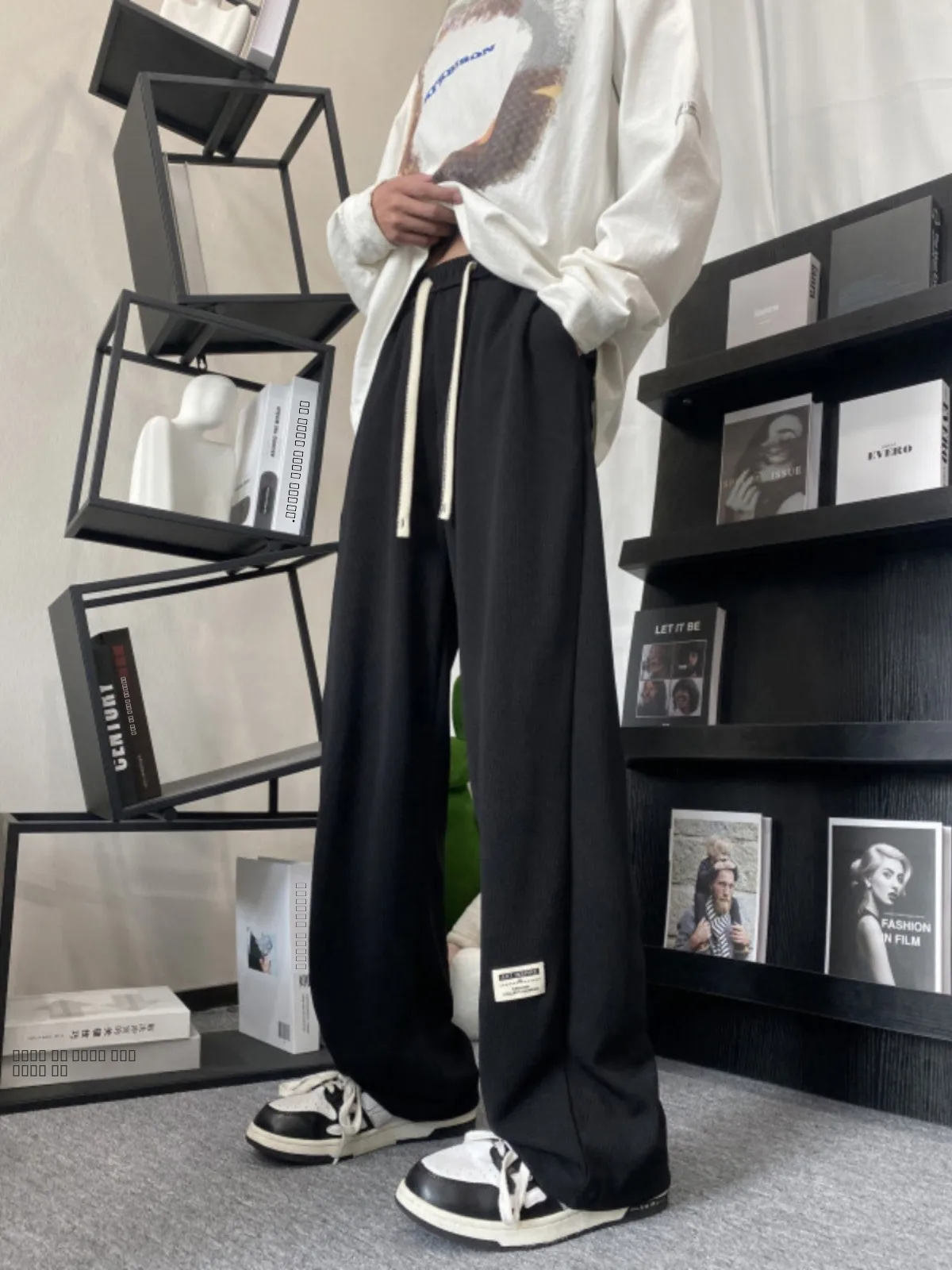 

Мужские повседневные брюки свободного кроя в американском стиле, весна-осень, молодежные, прямые, спортивные, струящиеся, длинные, модные, трендовые