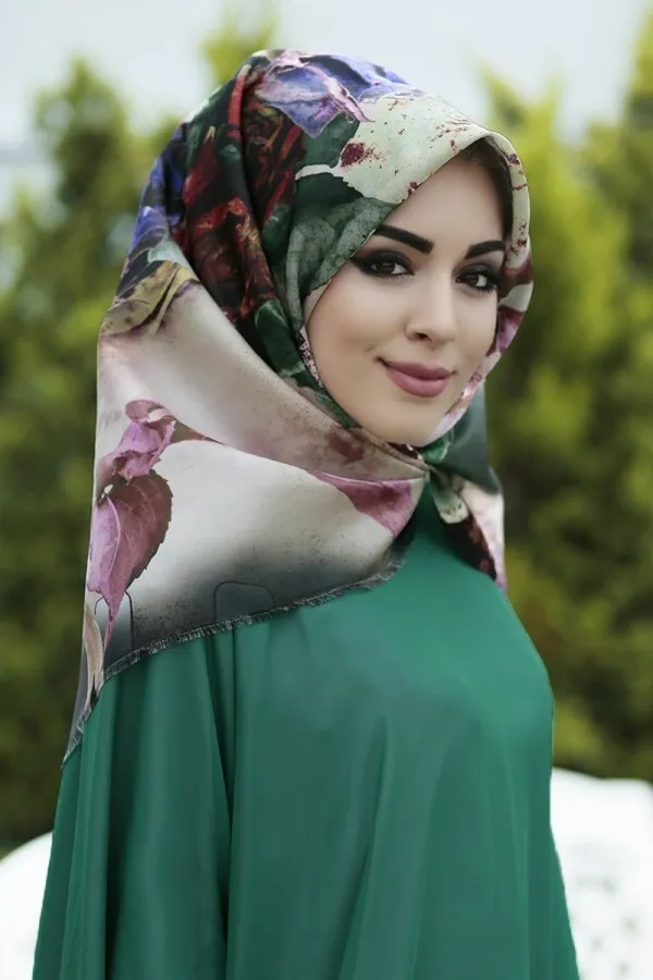 Rose Pattern Scarf-Winter Autumn 2021 Muslim Women Hijab headscarf Islamic Turkey