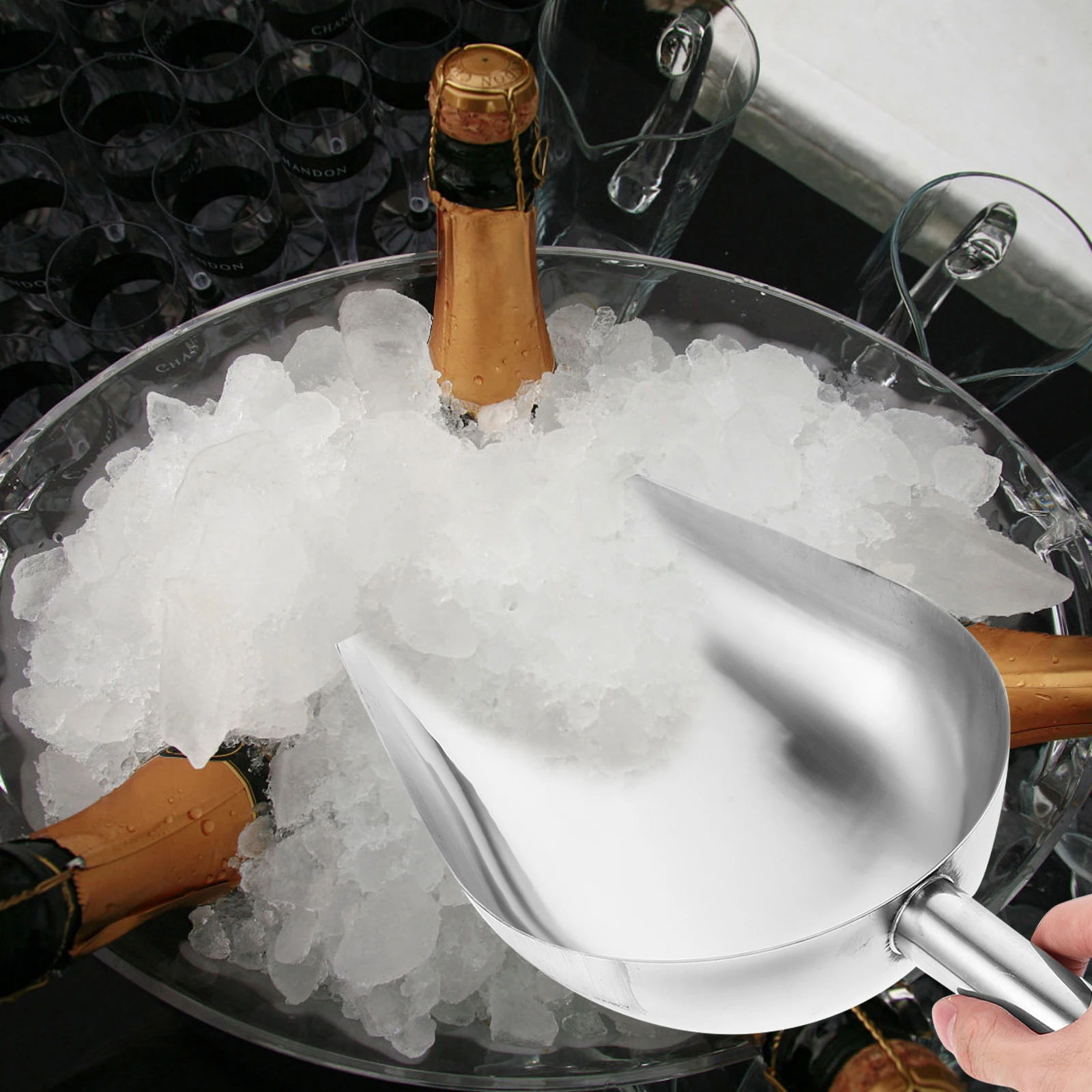 

Stainless Steel Ice Cube Shovel 30X13Cm Multifunction Grain For Rice Candy Beans Flour Food Bar Tools Kitchen Countertop Utensil