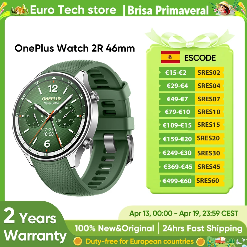 Reloj Inteligente OnePlus Watch 2R 2024, Pantalla AMOLED de 1.43», Snapdragon W…