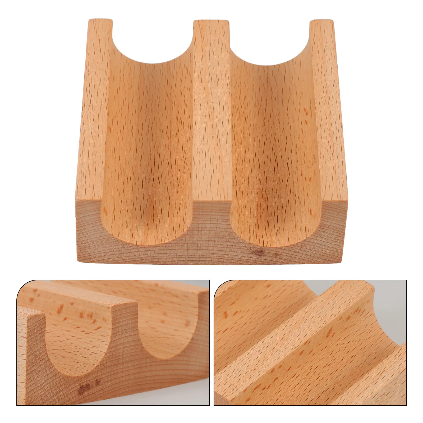 

2 Grid Hand Roll Sushi Holder Wooden U Shaped Stand for Sushi Roll Storage Japanese Style Serving Tray Reusable Food Display