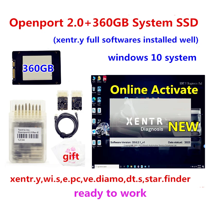 Newest Xentry full softwares Vediamo ,DT.S,wi.s, e.pc, Star.finder installed on 360GB SSD with Tactrix openport 2.0 Ready to use