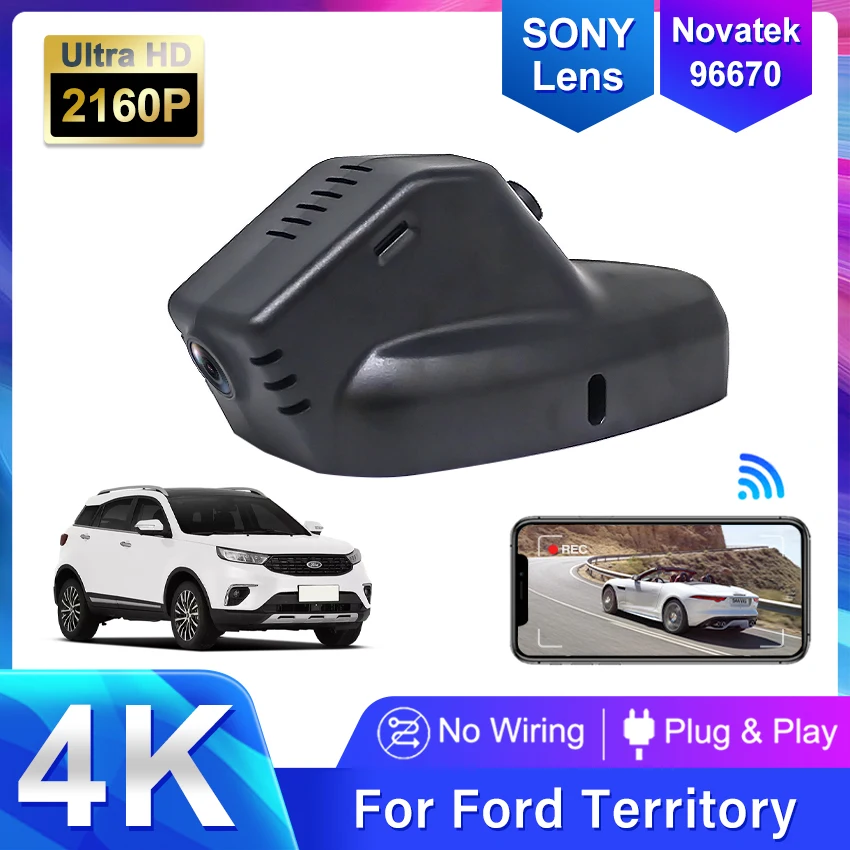 

Car DVR Dash Cam WiFi Video Recorder For Ford Territory CX743 2018 2019 2020 2021 2022,4K 2160P Plug and Play DashCam USB Port