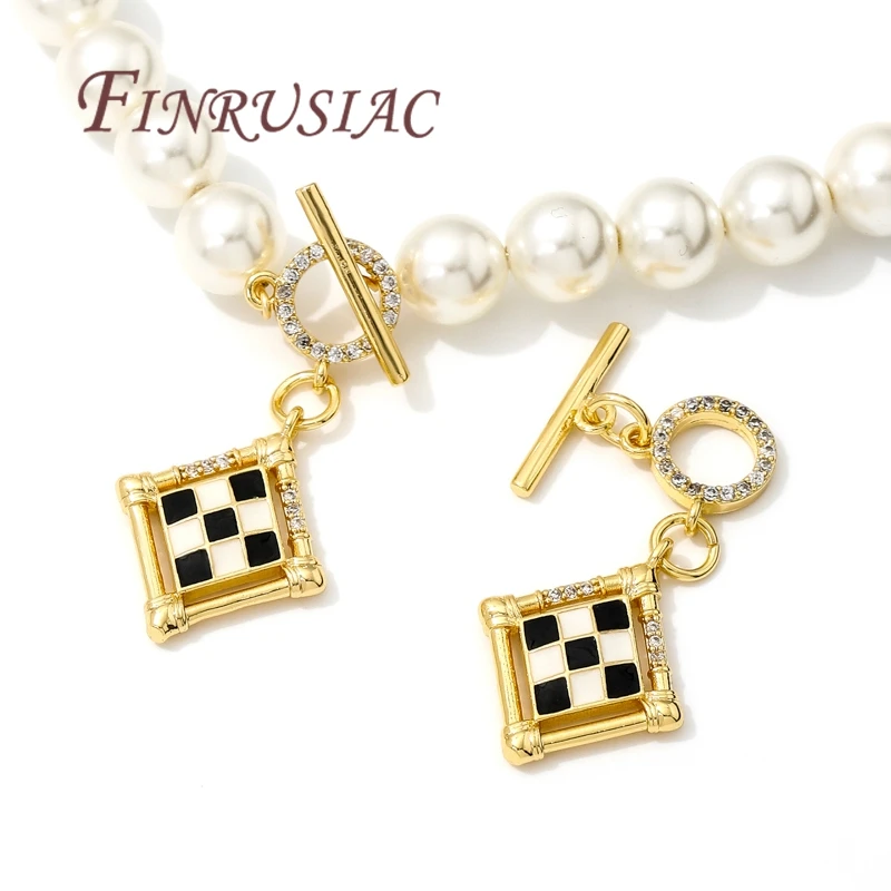 Fermoirs à bascule plaqués or 18 carats, accessoires pour bracelets, en laiton avec connecteurs en zircon, pour la fabrication de bijoux, composants DIY