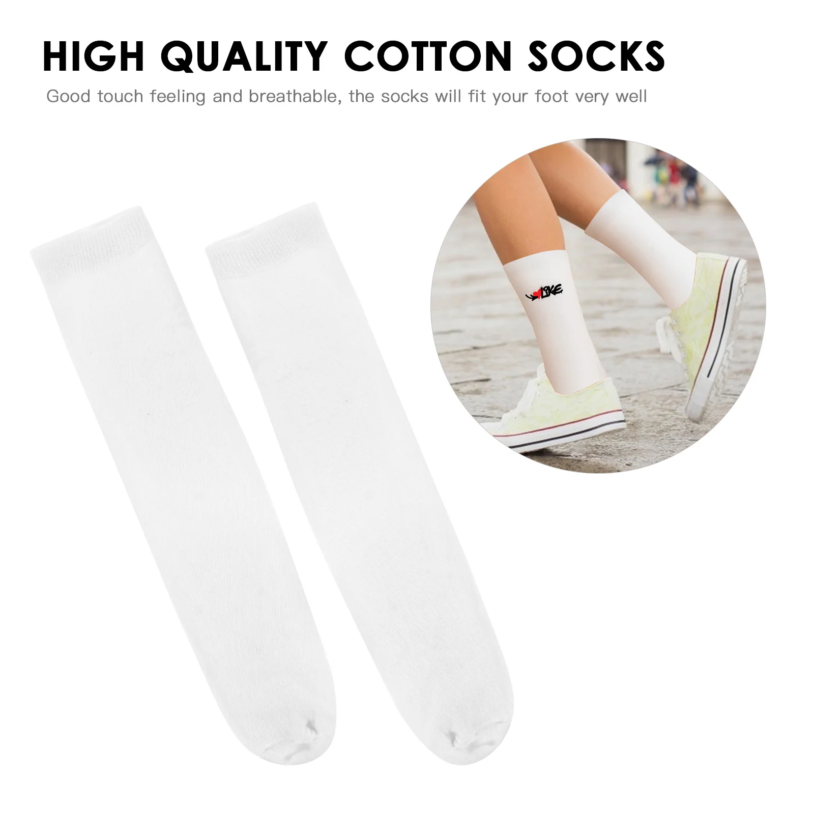 6 Pairs Sublimation Socks Blank Embryo Elastic White Gift Supplies Cotton Double-sided Printing Printable