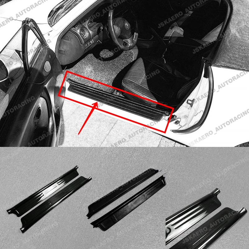 For Mazda MX5 MK2 NB Miata Carbon Fiber Inner Door Sill Panel Cover car BodyKits