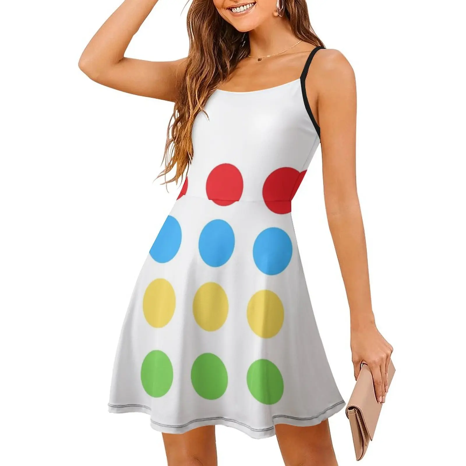 Twister jogo traje de halloween estilo coreano vestido para mulher elegante vestido casual para festa ou uso diário twister twister jogo