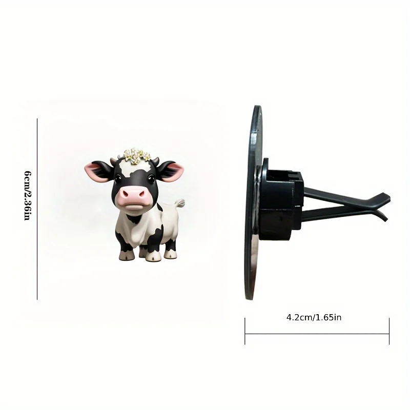 1PC Cute cow acrylic flat suitable for car air vents, aromatherapy clip, car interior decoration