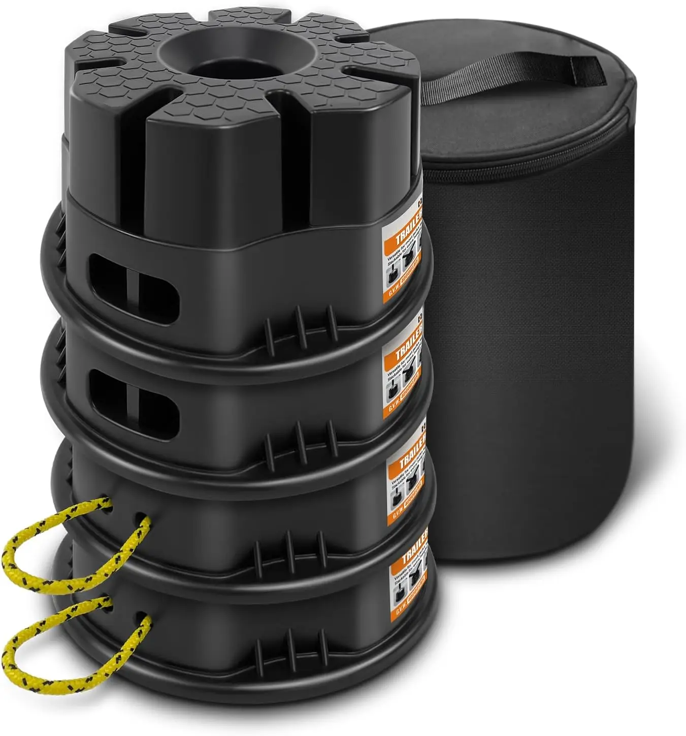 

4PCS 6'' RV Trailer Jack Blocks with Bag - Stabilizer Blocks for Travel Trailer, Tongue Jack, Post, Foot, 5th Wheel