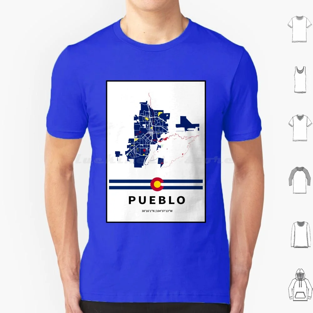 Pueblo-Colorado-City Street Map T Shirt Cotton Men Women DIY Print Pueblo Colorado Map Straight Outta Street Wanderlust Travel