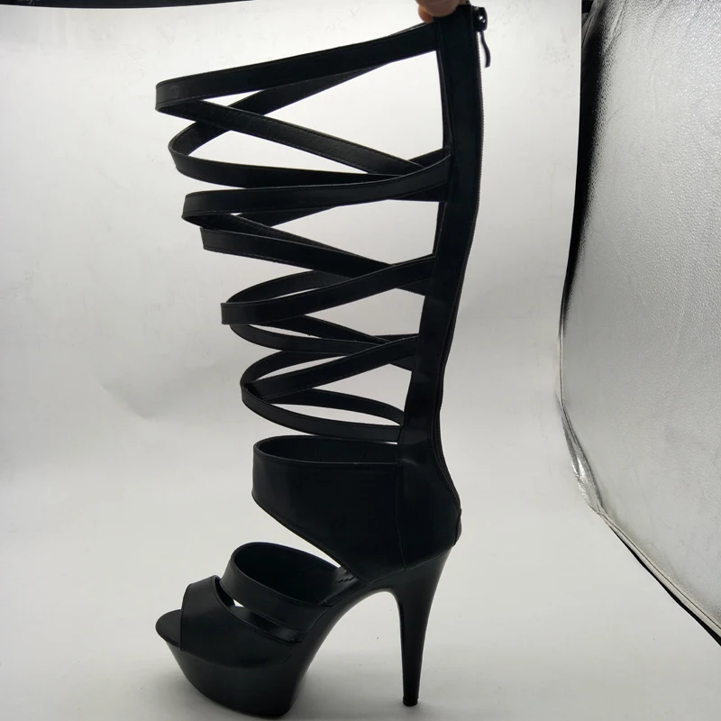 

LAIJIANJINXIA New 15CM/6inches PU Upper Fashion Sexy Exotic High Heel Platform Party Women Sandals Pole Dance Shoes Q082