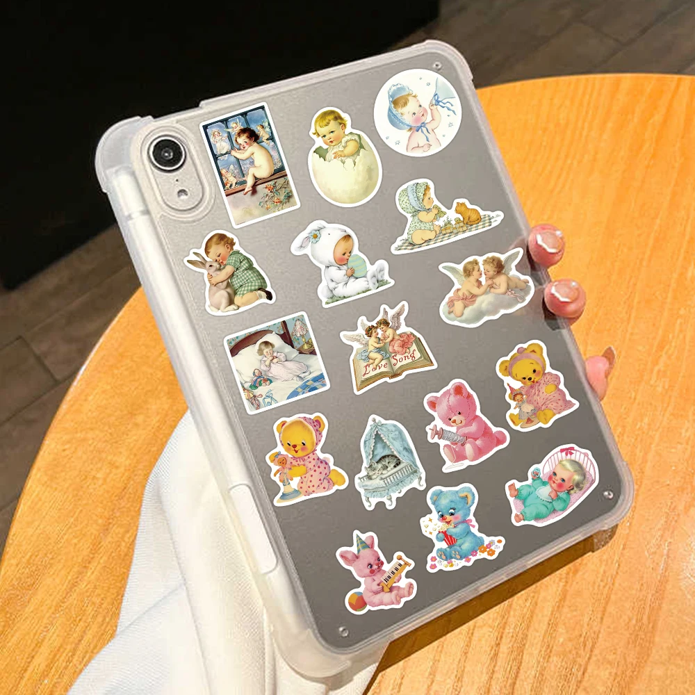 50pcs Vintage Baby Stickers Decals For Phone Scrapbook Luggage Refrigerator Guitar DIY Aesthetic Stickers Girls Creative Gifts