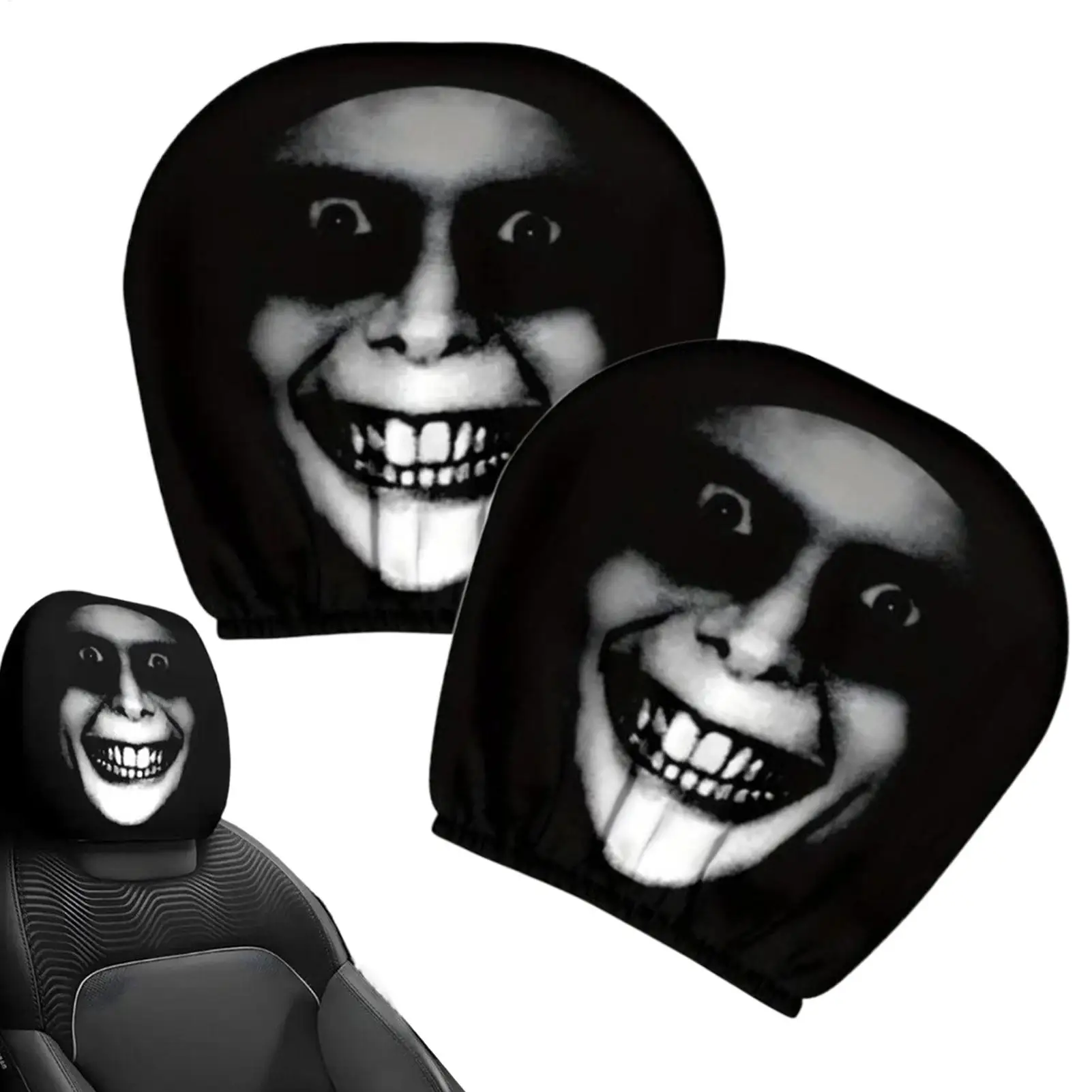 

Car Seat Headrest Cover Halloween Car Seat Head Rest Protector Soft Vehicle Accessories For Women Men Daily Taxi Family Truck