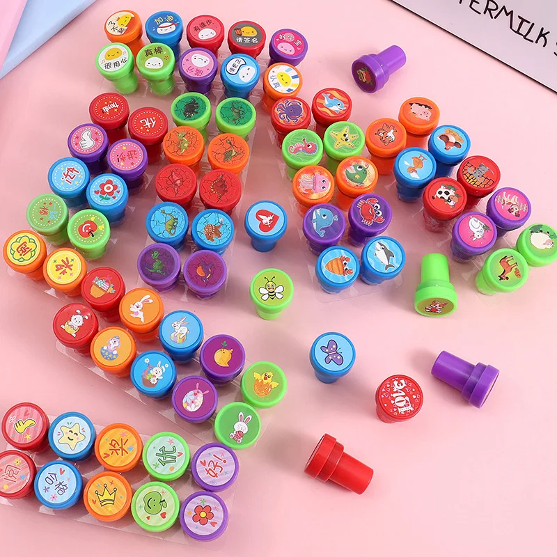 10/20/30/50Pcs Cute Mixed Animal Dinosaur Self-ink Stamps Toy Kids Birthday Party Favors Christmas Easter Party Goodie Bag Pinat