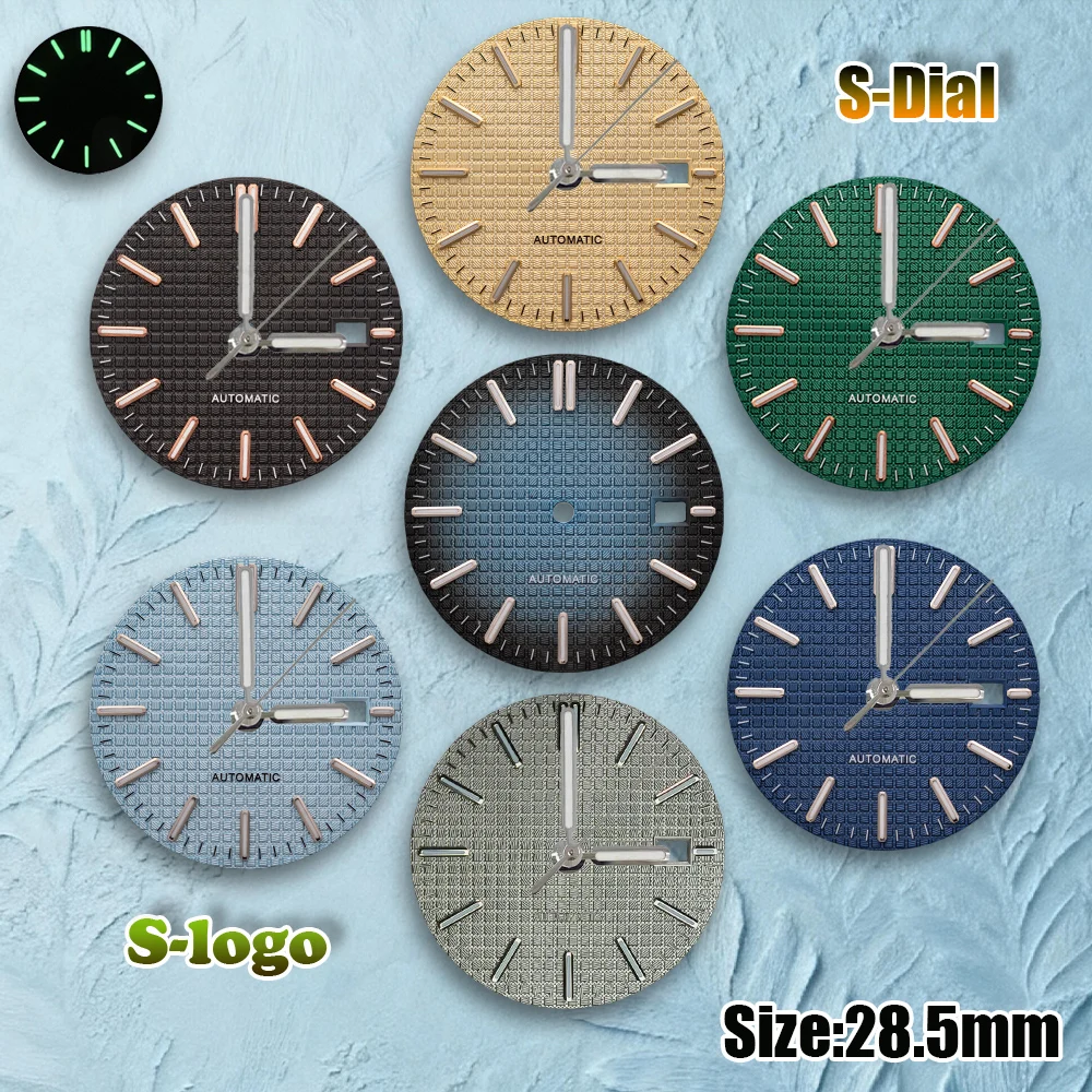 NH35 31.8 مللي متر ثلاثية الأبعاد S شعار البلوط الهاتفي الأخضر مضيئة الهاتفي لا الأيدي مناسبة لحركة NH35/NH36 AP ساعة تعديل الملحقات