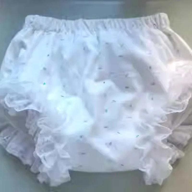 

Cotton ABDL Adult Baby Lace Layer Ruffles Bloomer DDLG Double Leak-Proof Cloth Diaper Briefs With Padding Inside Training Panty